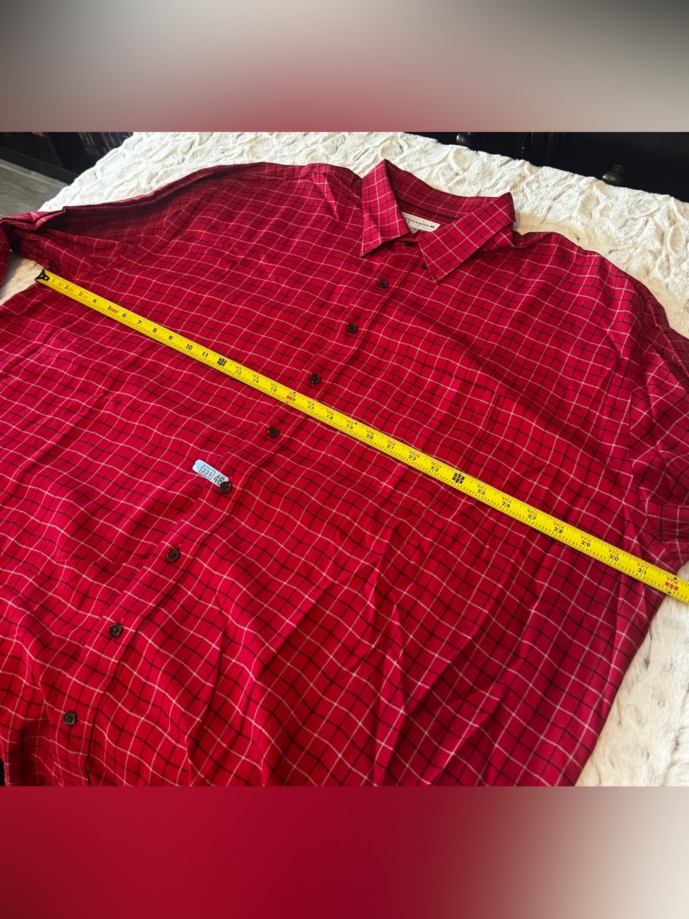 Cutter & Buck Red Plaid Light Flannel Big & Tall Man Button Down Shirt- size 4XT - Picture 7 of 9
